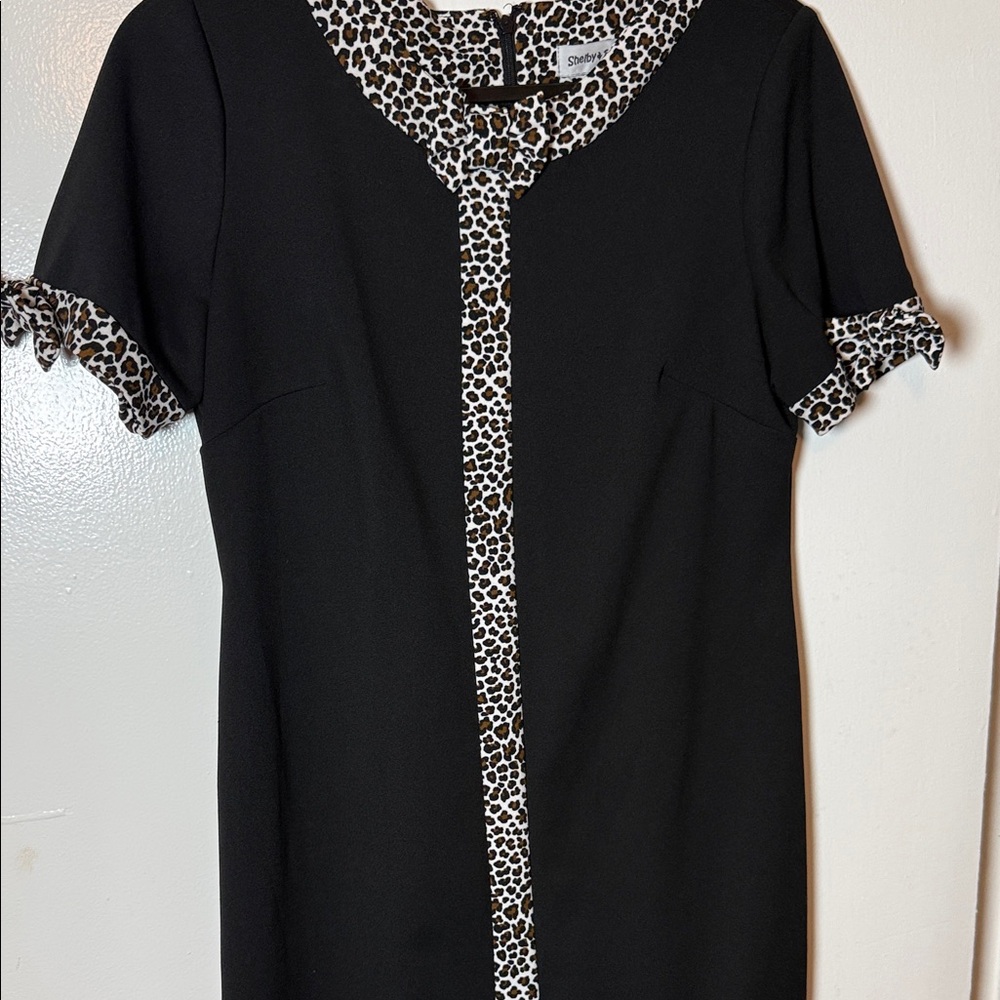 Shelby & Palmer Black Dress with Leopard Accents
